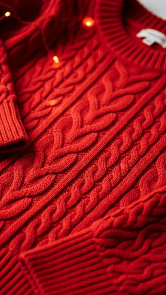 1. Classic Red Cable-Knit