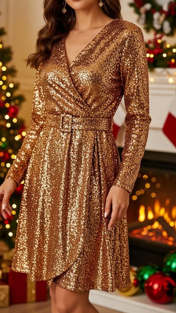 11. Sequin Dress with Belted Waist