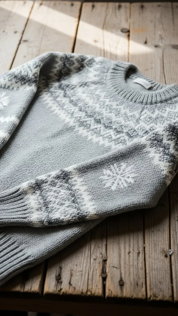 11. Soft Gray Snowy Pullover