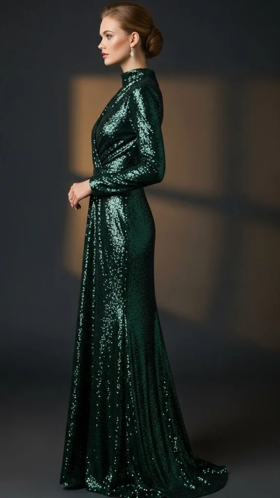 12. High-Neck Sequin Dress