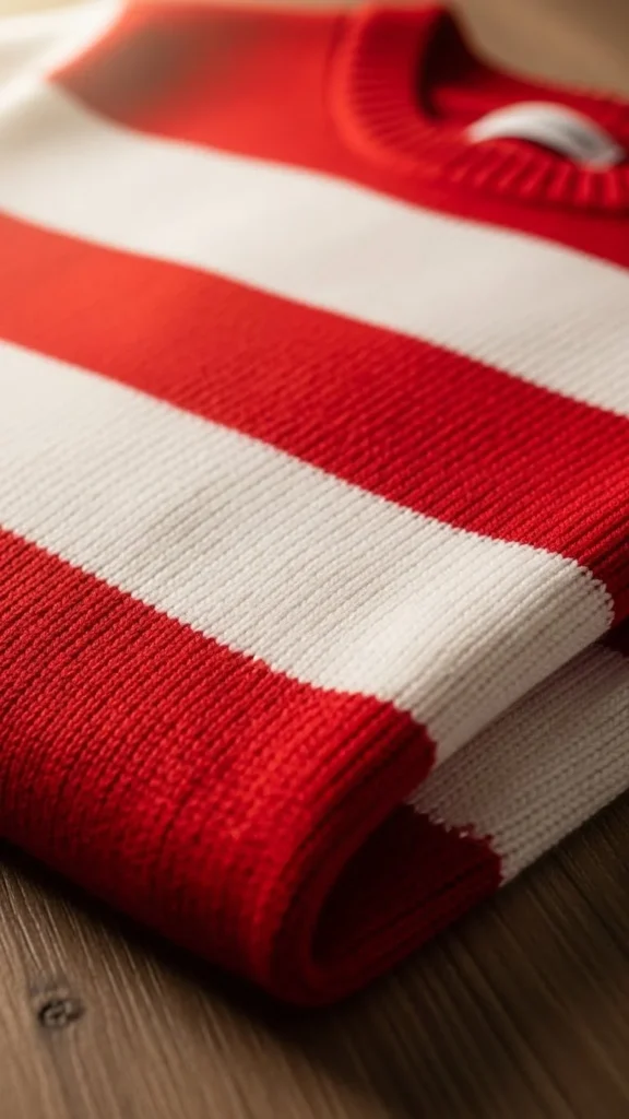 12. Red-and-White Striped Holiday Sweater