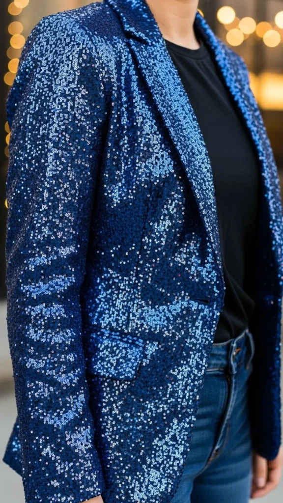 13. Sequin Blazer Over Basics