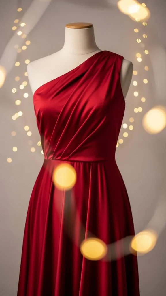 14. Red One-Shoulder Dress
