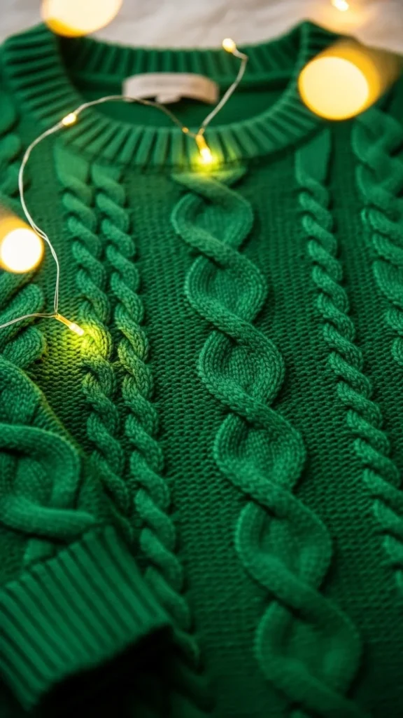 15. Bright Green Cable Sweater
