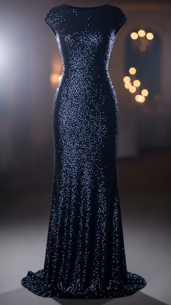 15. Navy Blue Sequin Dress