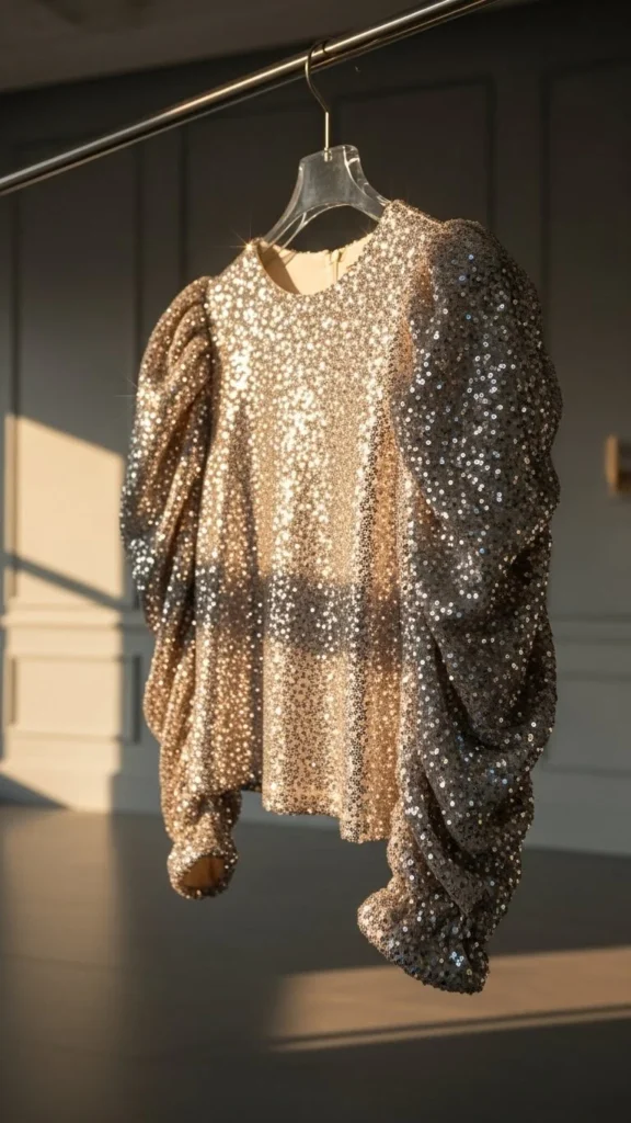 15. Sequin Puff-Sleeve Top