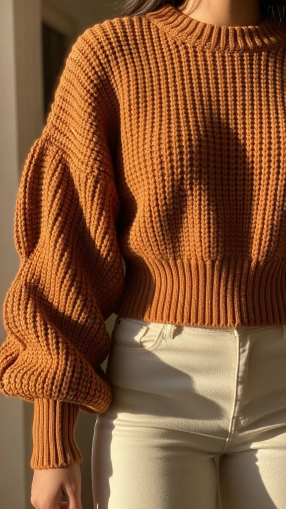 17. Cropped Knit with Balloon Sleeves