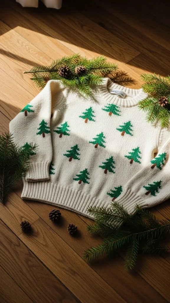 17. Ivory Knit with Tiny Trees