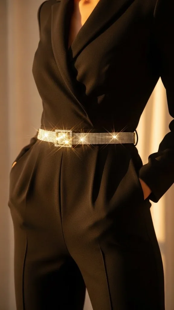 18. Black Jumpsuit with Sparkly Belt