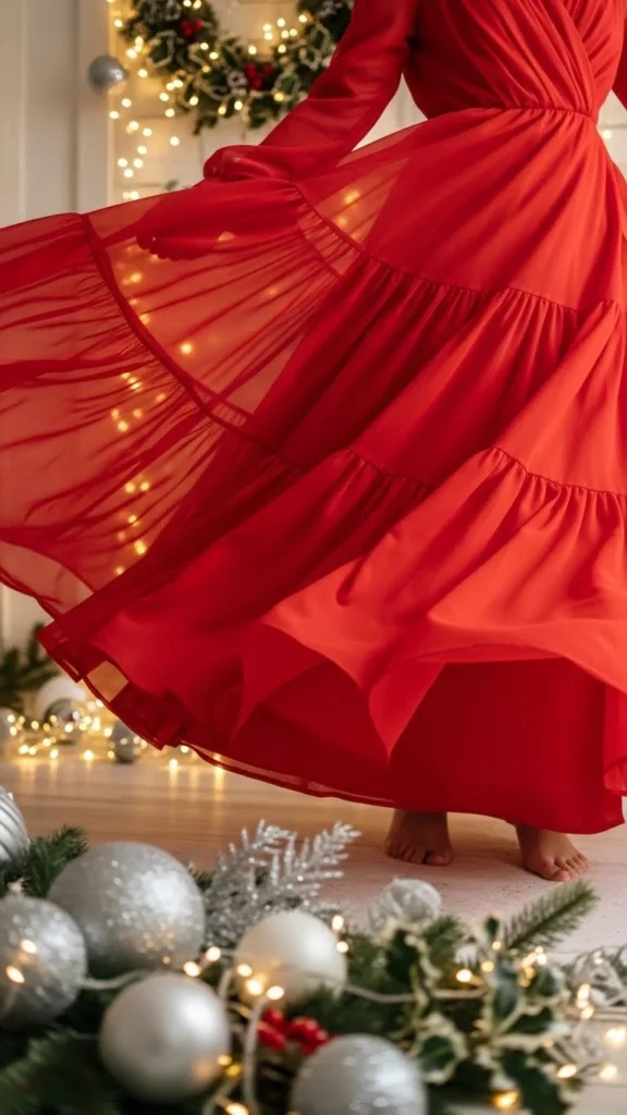 18. Red Tiered Dress