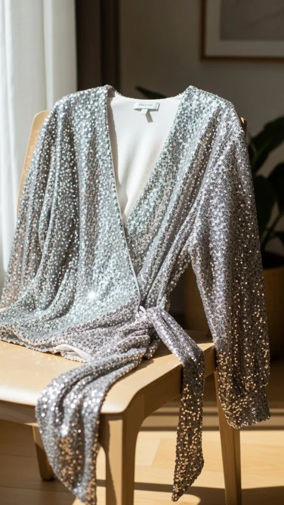 18. Sequin Wrap Blouse