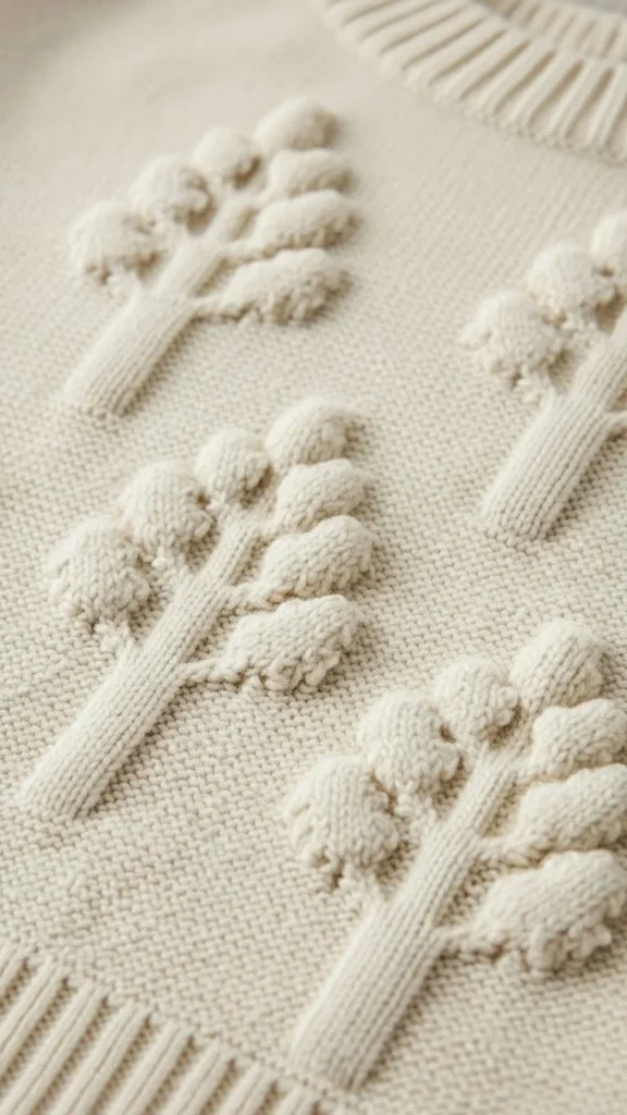 19. Cream Sweater with Knit Trees