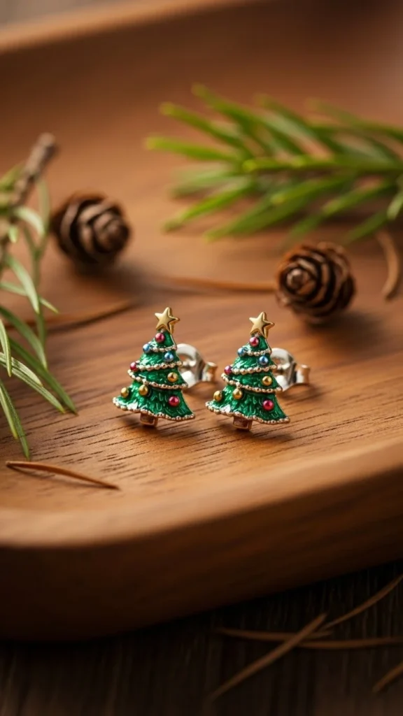 19. Tiny Tree Stud Earrings