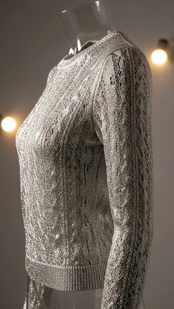 2. Metallic Knit Long-Sleeve Tee