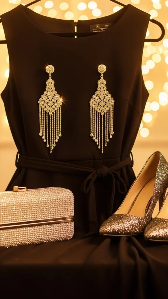 20. Classic Little Black Dress with Holiday Accessories