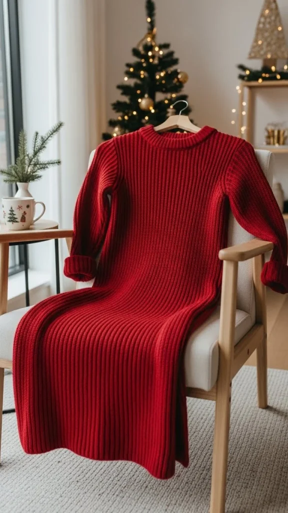 20. Red Knit Midi Dress