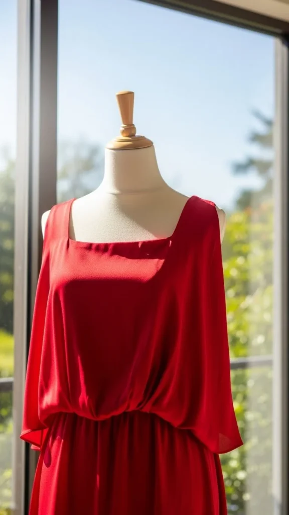 21. Red Square-Neck Dress