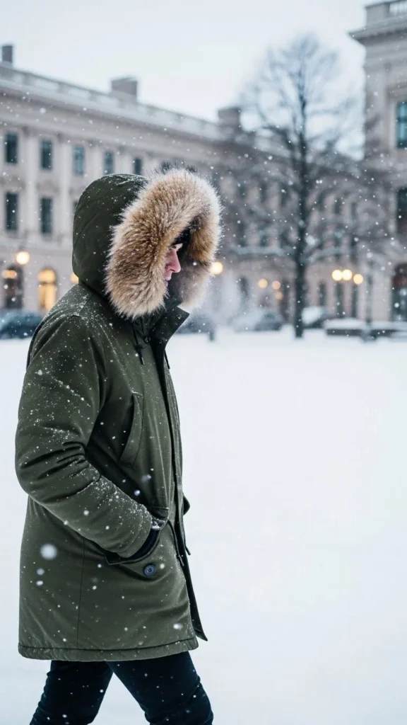22. Parka with Faux Fur Trim