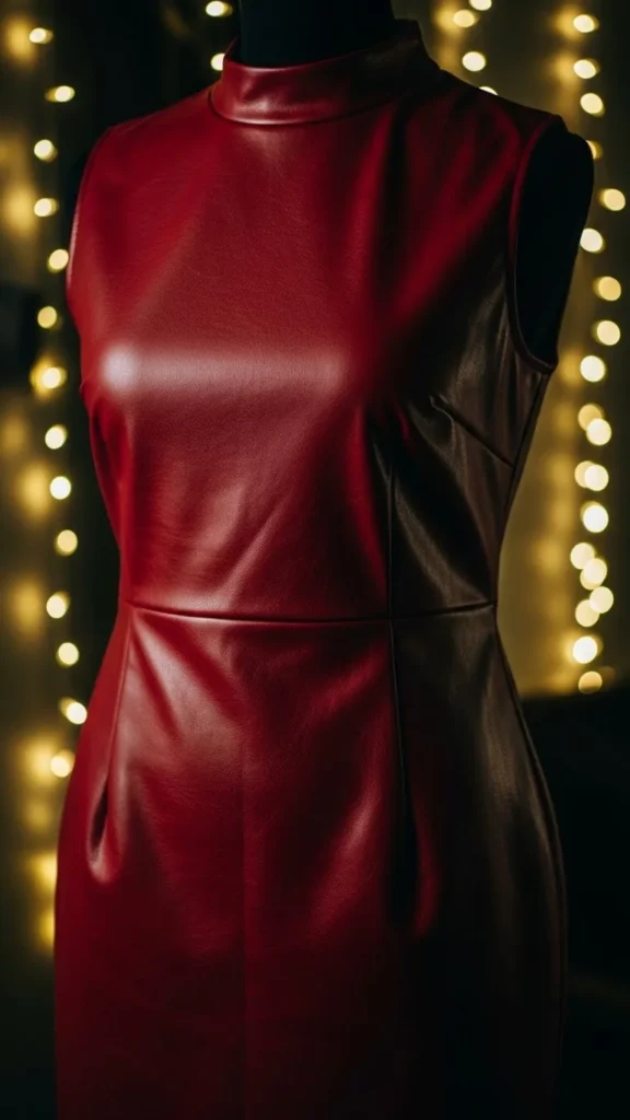 24. Red Faux Leather Dress