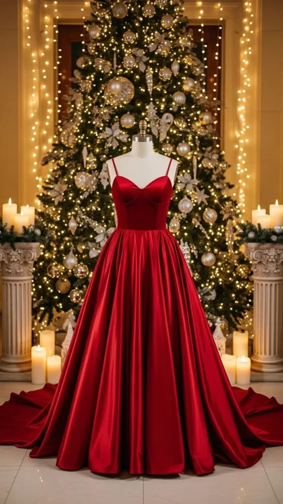 29. Red Gown for Formal Christmas Events