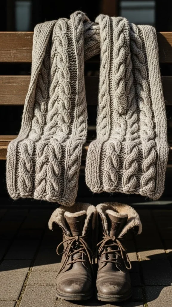 3. Chunky Cable Knit Scarf