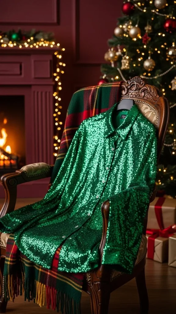 4. Sequin Button-Down Shirt