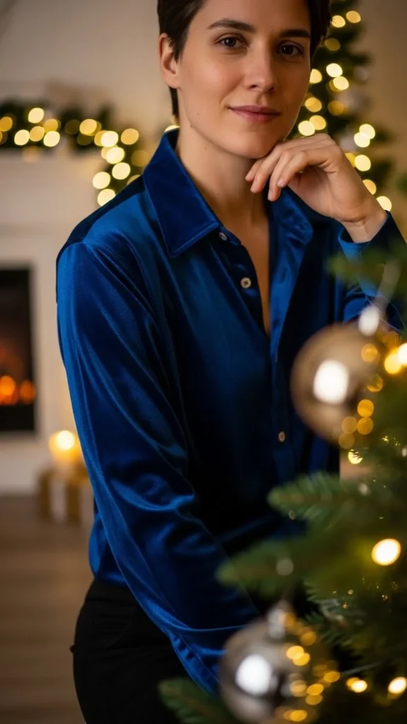 4. Velvet Button-Down Shirt