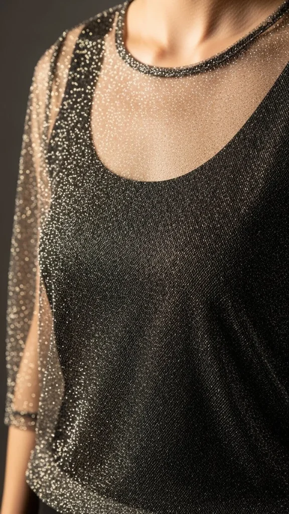 5. Glitter Mesh Long-Sleeve Top