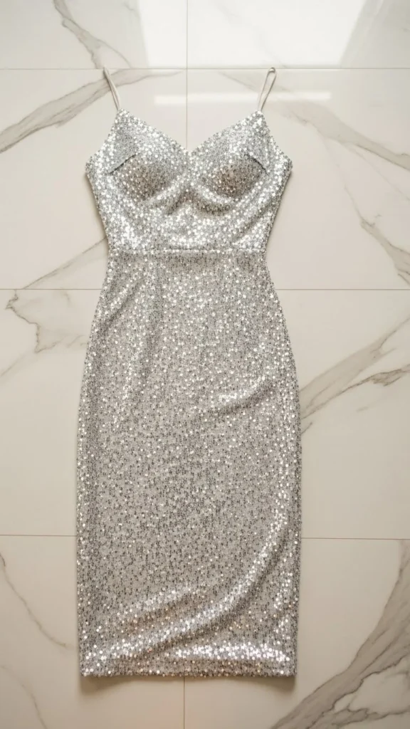 5. Silver Sequin Midi Dress