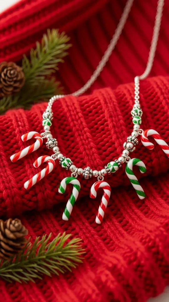 6. Candy Cane Charm Necklace