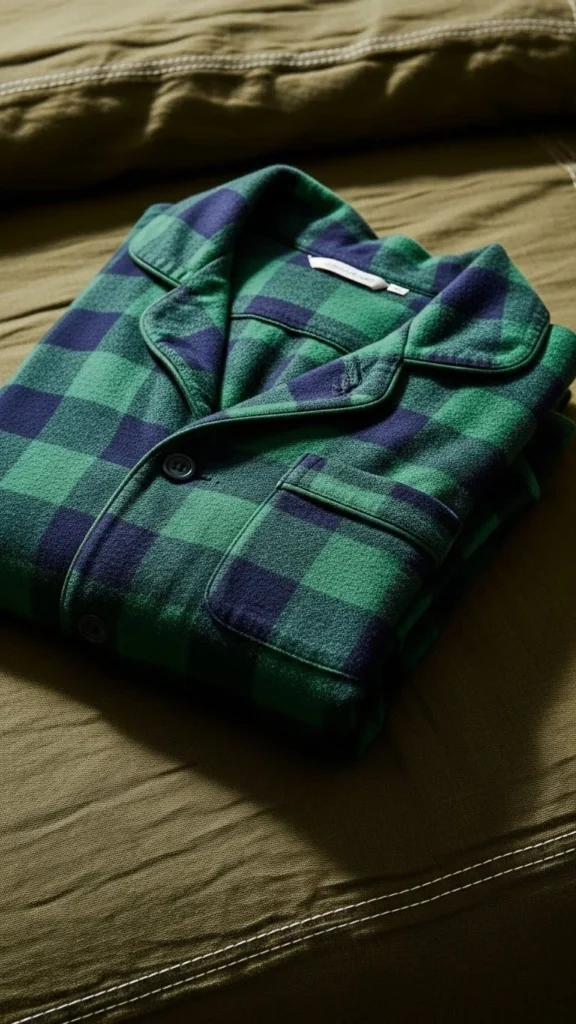 6. Soft Green Plaid Holiday Set