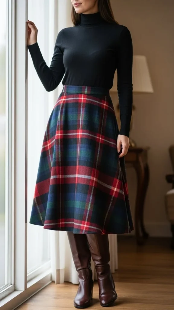 7. Plaid Wool Skirt