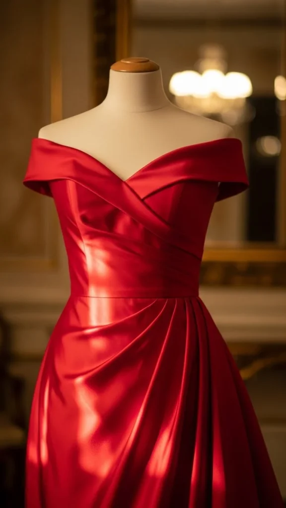 7. Red Off-Shoulder Dress