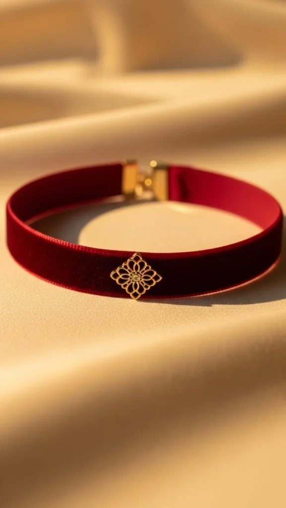 7. Velvet Choker with Gold Accent