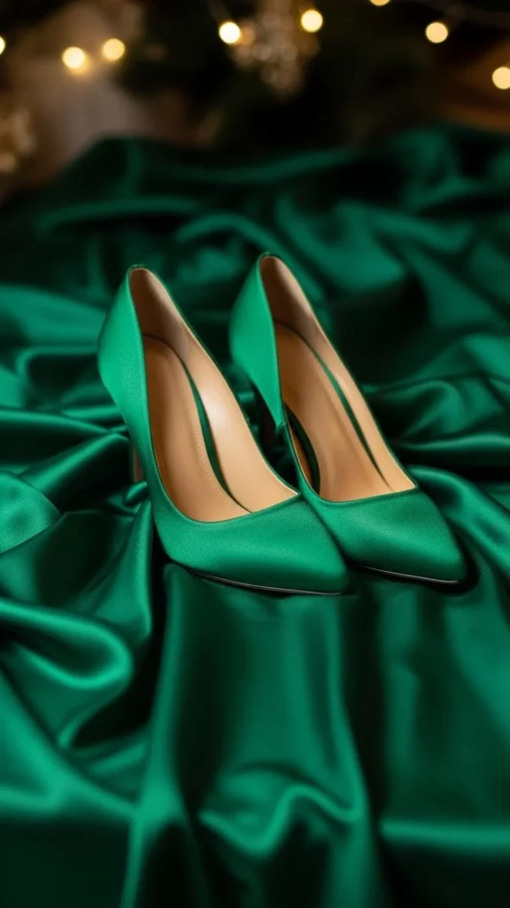 8. Satin Heels in Jewel Tones
