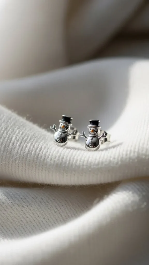8. Snowman Stud Earrings