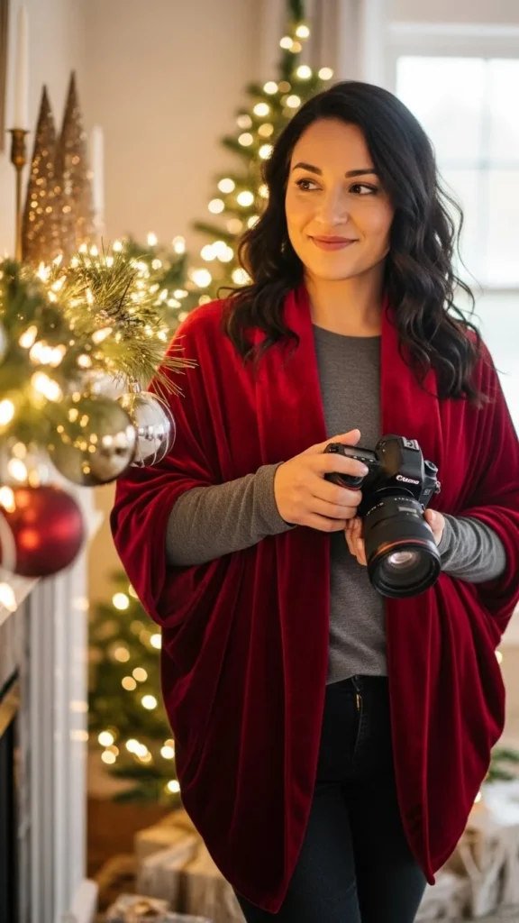 8. Velvet Cardigan Over Basics