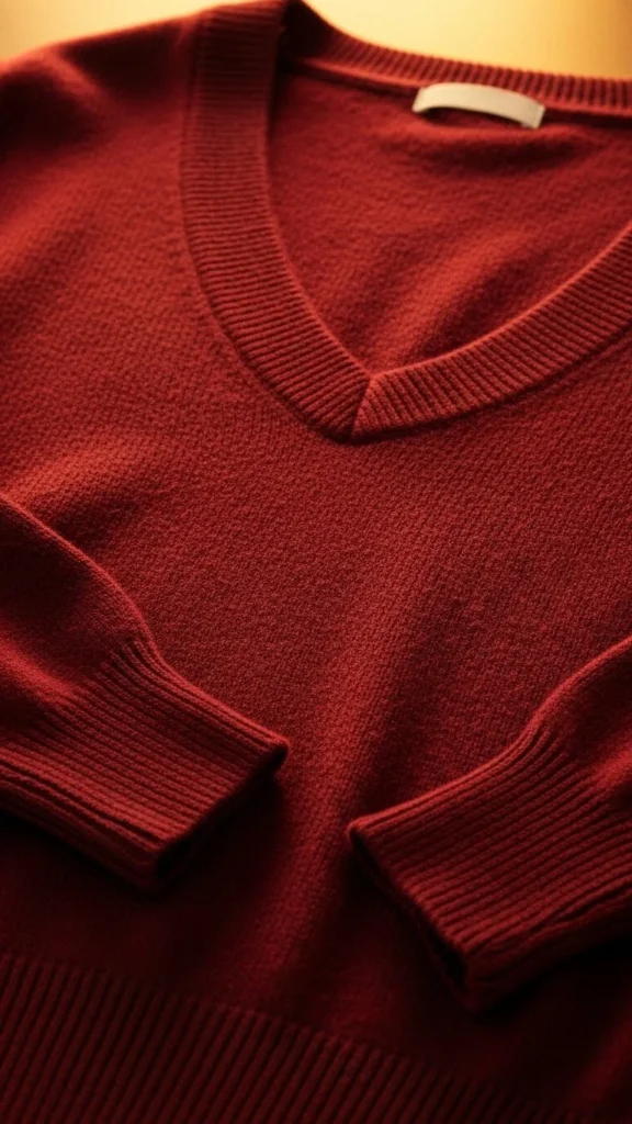 9. Burgundy V-Neck Sweater