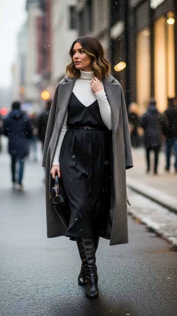 Cold Weather Styling Slip Dresses Aren’t Just for Summer